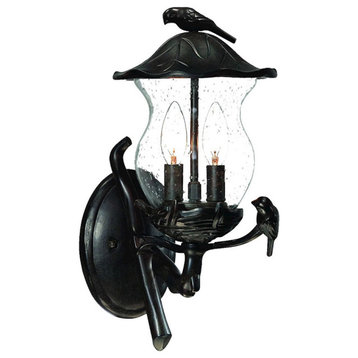 Acclaim Lighting Avian 2 Light Wall Sconce, Black Coral/Clear Seeded