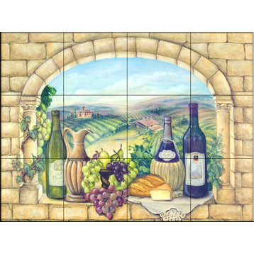 Tile Mural Kitchen Backsplash - Tuscan Wine - by Rita Broughton