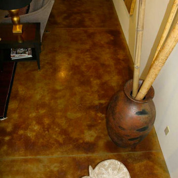 Dark Brown Interior Floors, Acid Stain, Decorative Concrete, Living Room Floors