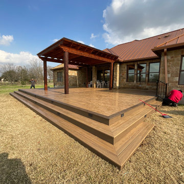 Cedar pergola and composite deck with lighting