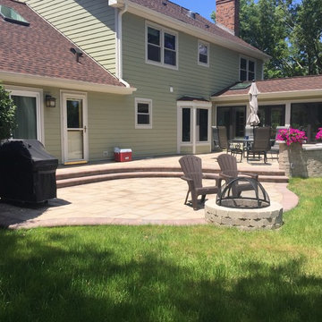 Multi Level Belgard Paver Patio with Fire Pit in Naperville, IL