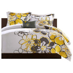 Contemporary Comforters And Comforter Sets JLA Mizone Allison Comforter Set, Yellow, Full/Queen