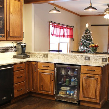 Rural Kewanee Kitchen Remodel With Rustic Beech Cabinets and White Sand Granite