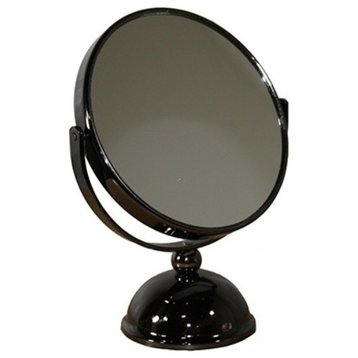 9" Black Round Metal Framed Makeup Shaving Tabletop Mirror