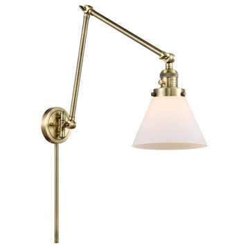Cone Swing Arm With Switch, Antique Brass, Matte White, Matte White