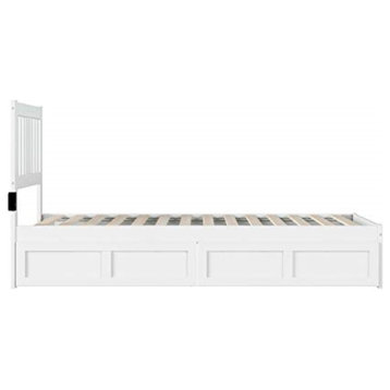Twin Extra Long Bed With Usb Turbo Charger And 2 Extra Long Drawers, White