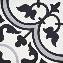 Moroccan Mosaic and Tile House - Casa Handmade Cement Tile, Black/Gray/White, Sample - Tile