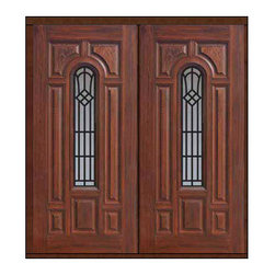Prehung Double Door 80 Fiberglass Cantania Center Arch Lite - Front Doors