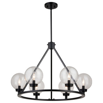 Lander 28.25" 6 Light Chandelier Matte Black