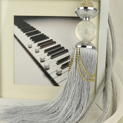 4 Colors QYM20 Polyester and Acrylic Curtain Tassel Tie Backs in Gray Color - Window Treatment Accessories