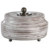 Elegant Chocolate Brown White Decorative Box Jar, Ceramic Lid Trinket Round