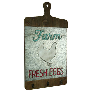 Galvanized Finish Farmhouse Chicken Cutting Board Wall Hook