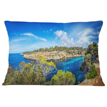 Famous Cove of Cala Pi Mallorca Seascape Throw Pillow, 12"x20"