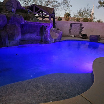 Grotto Pool at Night with LED Lighting