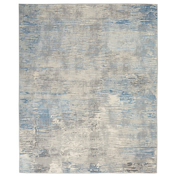Nourison Solace 8' x 10' Ivory/Grey/Blue Modern Indoor Area Rug