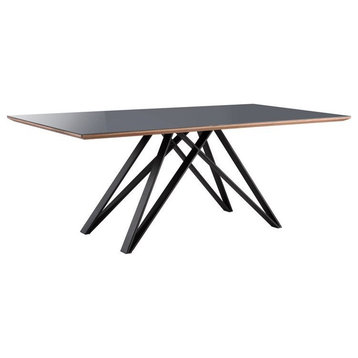 Bowery Hill Contemporary Glass/Metal/Wood Dining Table in Black
