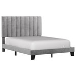 Hillsdale Furniture - Hillsdale Crestone Adjustable Height Channel Upholstered Full Platform Bed, Gray, Queen Bed - Bring the glamour of a luxury resort to your bedroom with this chic upholstered platform bed.  This queen size bed is crafted from a blend of hardwood and upholstery and showcases a streamlined silhouette that looks good in any modern bedroom.  Covered in a velvet-look polyester fabric in a luxurious silver/gray hue, it has deep channel tufting that lures you into the bed for a peaceful night’s sleep. This platform bed supports your mattress completely on slats, with no need for a box spring, providing an elegant low profile. Assembly required.
