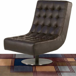 Jazz Swivel Armless Tufted Chair in Mocca - Armchairs And Accent Chairs