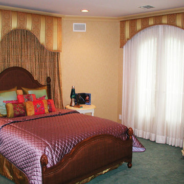 Custom Shaped Cornice with Sheers and Drapery