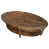 Transitional Coffee Table, Reclaimed Wood Construction With Oval Top, Natural