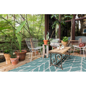 Teal and Gray Indoor/Outdoor Isle Area Rug by Loloi, 7'10"x10'9"