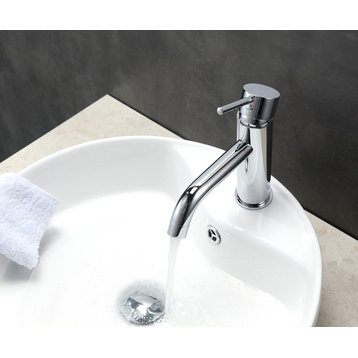 Aqua Rondo Single Hole Mount Bathroom Vanity Faucet, Chrome
