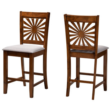 Loni Dining Collection, Gray/Walnut Brown, Counter Stool, Set of 2