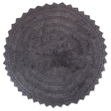 Gray Round Crochet Bath Mat