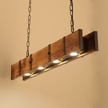 Wooden chandelier bar decor dining room led downlight pendant lamp