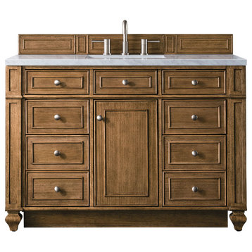 Bristol 48" Single Vanity, Saddle Brown, w/ 3 CM Arctic Fall Solid Surface Top