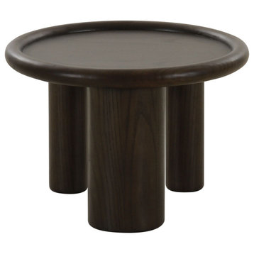 Strauss Contemporary Brown Ash Round Tall End Table