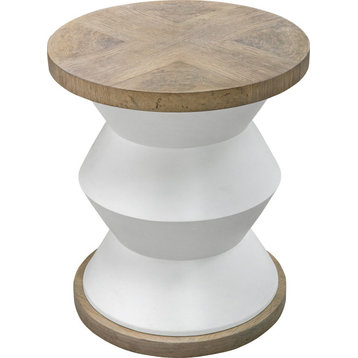 Spool Geometric Side Table Natural