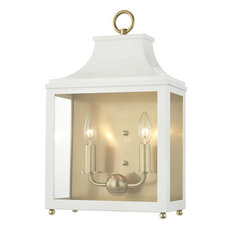 Mitzi H259102 Leigh 2 Light 18-1/2" Tall Wall Sconce - Aged Brass / White