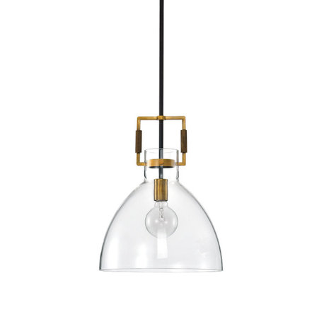 1-Light Oil Rubbed Bronze and Antique Gold Glass Bowl Pendant