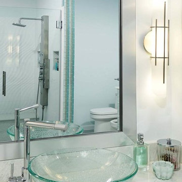 Glass Block Walls & Windows Highlight Modern Bath Remodel