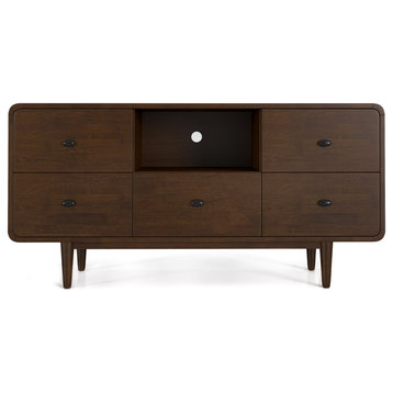 Clifford Mid-Century Modern Solid Wood 5 Drawer TV Stand for TVs up to 60"