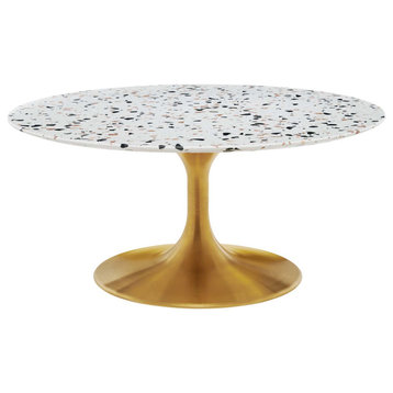 Coffee Table, Round, White Gold, Wood, Metal, Modern, Lounge Cafe Hospitality