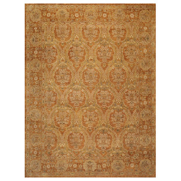 8'11''x11'9'' Hand Knotted Wool Damask Oriental Rug Gold, Sage