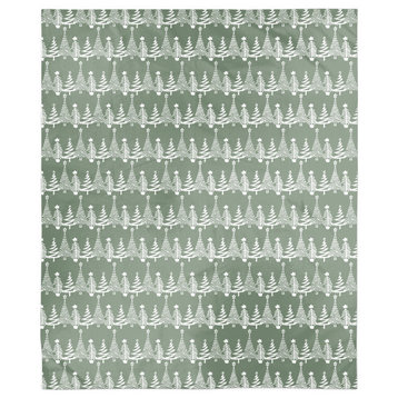Sage Christmas Tree Pattern 50x60 Sherpa Fleece Blanket
