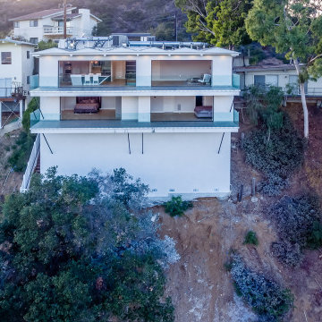 Contemporary Hillside Home Seen from Across the Canyon
