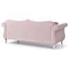 Hollywood 68" Velvet Chesterfield Loveseat With 2 Throw Pillows, Pink