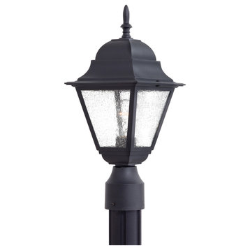 Bay Hill 1-Light Post Mount, Black With Clear Seeded