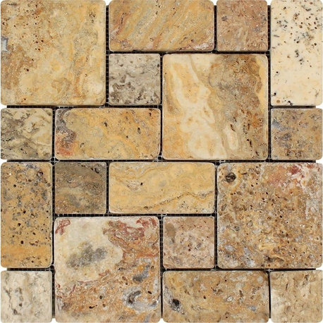 Scabos Tumbled Travertine Mini Pattern Mosaic (Non-Interlocking)