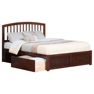 AFI Richmond Queen Solid Wood Bed with Storage Drawers in Walnut