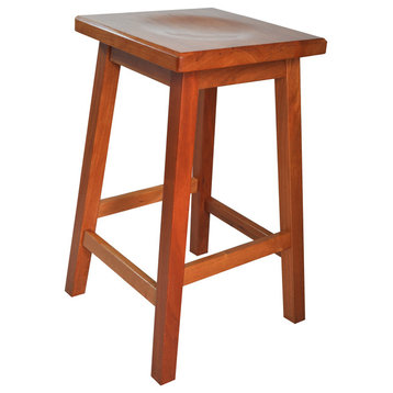 Mission Wooden Bar Stool, Solid Cherry Wood, Washington Cherry Stain, 24"