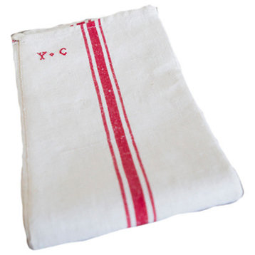 Consigned Embroidered Red and White Kitchen Towels