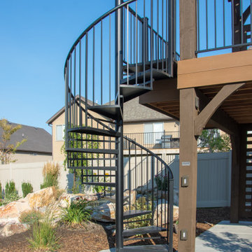 Entertainment Size | 2 Story Pergola Deck with Spiral Staircase
