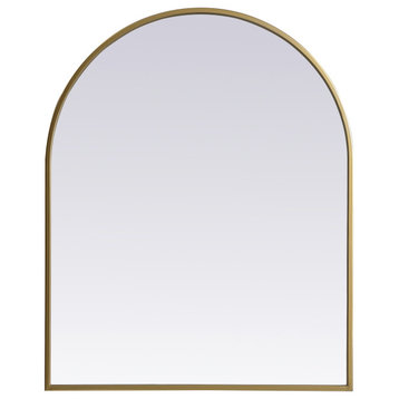Metal Frame Arch Mirror 24X30 Inch, Brass