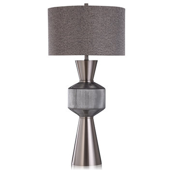 Karla Table Lamp Steel Metal Finish and Glass Body Charcoal Shade