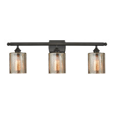 Cobbleskill 3-Light Bath Fixture, Mercury Glass, Oil Rubbed Bronze